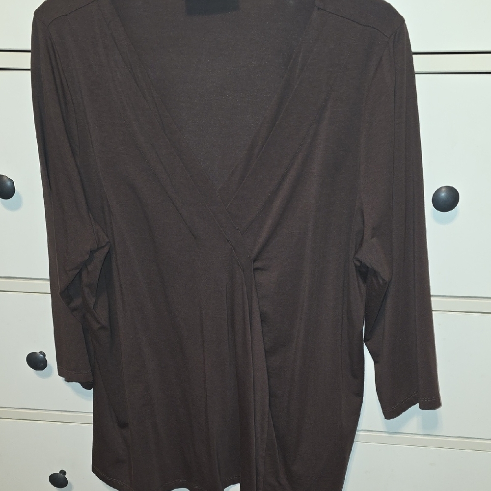 Lane Bryant Women’s Brown V-Neck Wrap Top